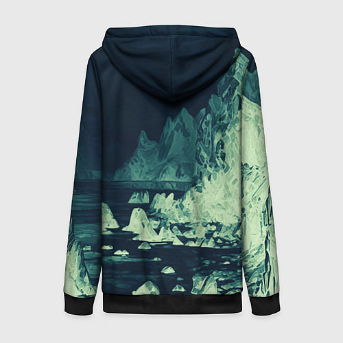 Женская толстовка на молнии Dream on стилизованный скалистый берег / 3D-Черный – фото 2