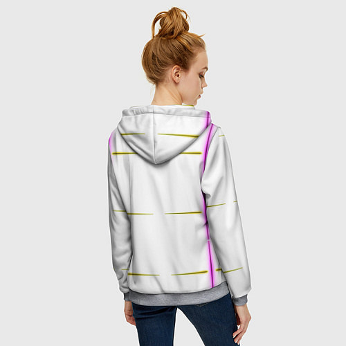 Женская толстовка на молнии Color white pink yellow stripes / 3D-Меланж – фото 4