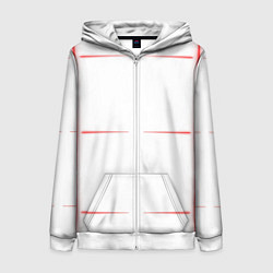 Толстовка на молнии женская Color white red stripes, цвет: 3D-белый