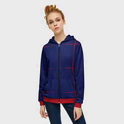 Толстовка на молнии женская Color blue red stripes, цвет: 3D-красный — фото 2