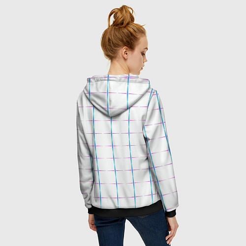 Женская толстовка на молнии Color white blue stripes / 3D-Черный – фото 4