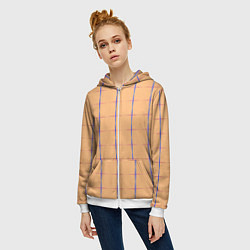Толстовка на молнии женская Color beige blue cross, цвет: 3D-белый — фото 2