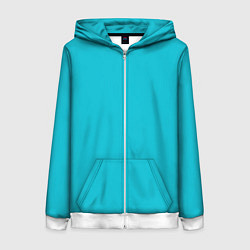 Толстовка на молнии женская Бирюзовый однотон, цвет: 3D-белый