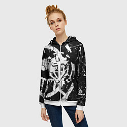 Толстовка на молнии женская Doom smile game, цвет: 3D-белый — фото 2