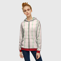 Толстовка на молнии женская Color white stripes, цвет: 3D-красный — фото 2