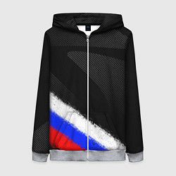 Толстовка на молнии женская Спортивный триколор России, цвет: 3D-меланж
