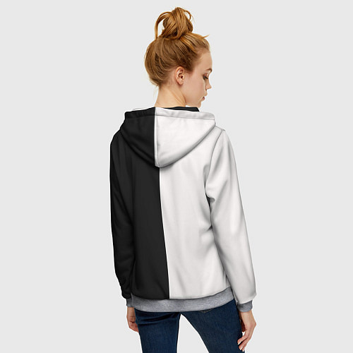 Женская толстовка на молнии Солнце черно-белое / 3D-Меланж – фото 4