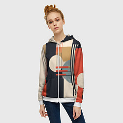 Толстовка на молнии женская Баухаус - текстура, цвет: 3D-белый — фото 2