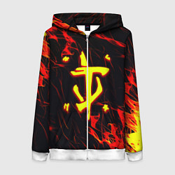 Толстовка на молнии женская Doom огненные искры, цвет: 3D-белый