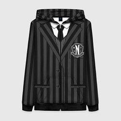 Толстовка на молнии женская Форма как у Уэнсдэй Аддамс верх, цвет: 3D-черный