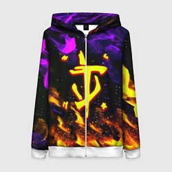 Толстовка на молнии женская Doom огненный стиль, цвет: 3D-белый