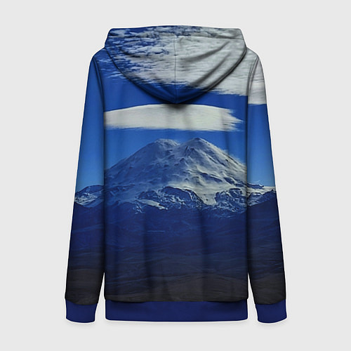 Женская толстовка на молнии Эльбрус с облаками / 3D-Синий – фото 2