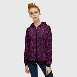 Толстовка на молнии женская Черно бордовый абстрактный узор, цвет: 3D-черный — фото 2