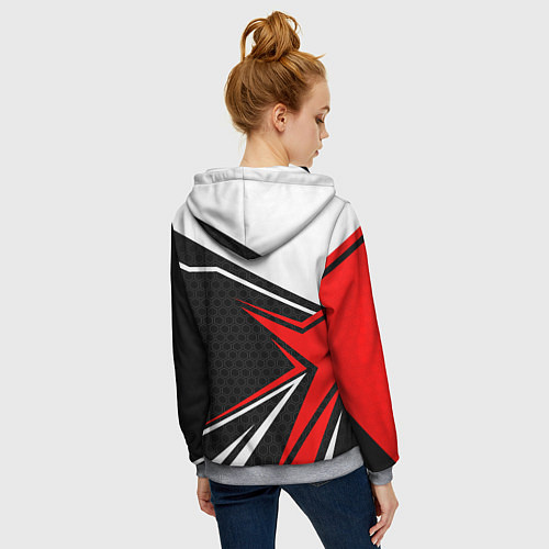 Женская толстовка на молнии Umbrella - red uniform / 3D-Меланж – фото 4