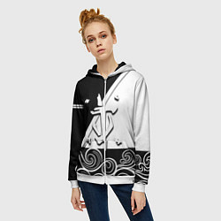 Толстовка на молнии женская Doom стильная геометрия, цвет: 3D-белый — фото 2