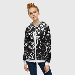 Толстовка на молнии женская Дум белые брызги красок, цвет: 3D-белый — фото 2