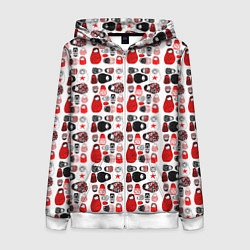 Толстовка на молнии женская Много матрешек, цвет: 3D-белый