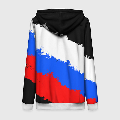 Женская толстовка на молнии Федерация бокса России - триколор / 3D-Белый – фото 2