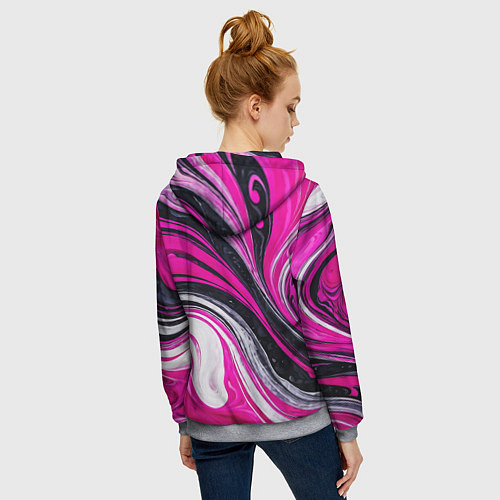 Женская толстовка на молнии Розово белая абстракция / 3D-Меланж – фото 4
