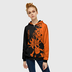 Толстовка на молнии женская One Piece - Ace, цвет: 3D-черный — фото 2