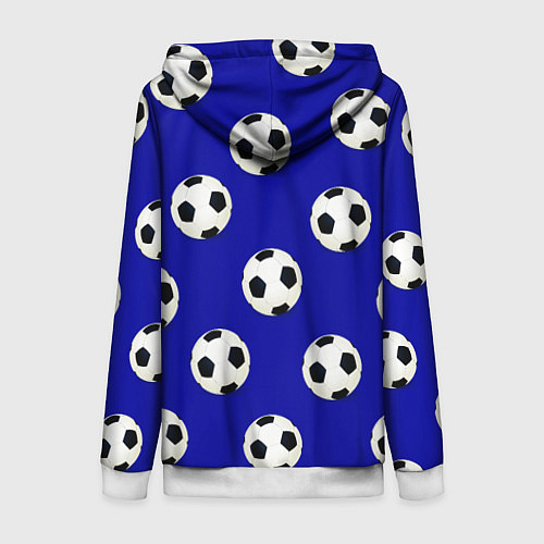 Женская толстовка на молнии Футбольные мячи на синем / 3D-Белый – фото 2