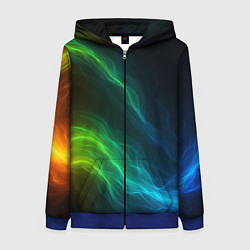 Женская толстовка на молнии Разноцветный огонь абстракция