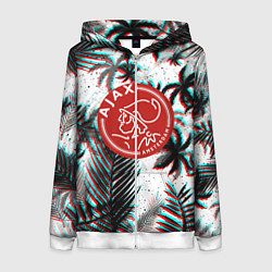Толстовка на молнии женская Ajax тропики глитч, цвет: 3D-белый