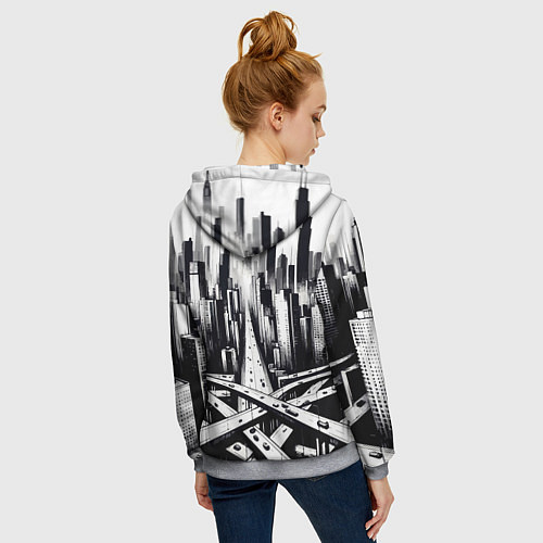 Женская толстовка на молнии American metropolis / 3D-Меланж – фото 4