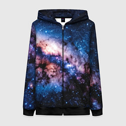 Толстовка на молнии женская Фантастический космос звёзды и туманности, цвет: 3D-черный