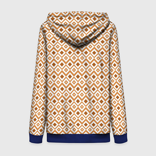 Женская толстовка на молнии Паттерн с ромбиками коричневый / 3D-Синий – фото 2