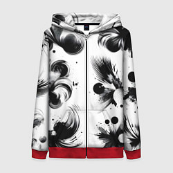 Женская толстовка на молнии Чёрно-белая абстракция нейроарт