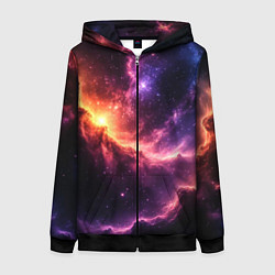 Толстовка на молнии женская Фантастические космические туманы, цвет: 3D-черный