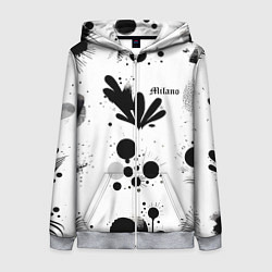 Женская толстовка на молнии Растительный паттерн и кляксы - Милан