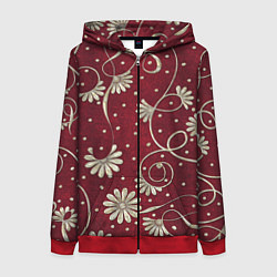 Толстовка на молнии женская Красный бархат, цвет: 3D-красный