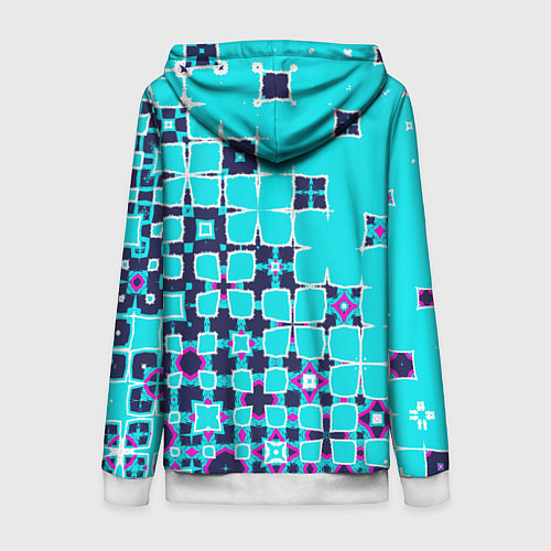 Женская толстовка на молнии Геометрическая метаморфоза на бирюзе / 3D-Белый – фото 2