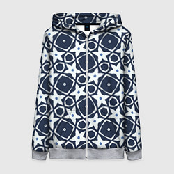 Женская толстовка на молнии Звезды и ромбы на синем