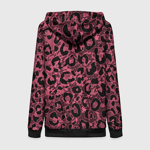 Женская толстовка на молнии Тёмный пыльно-розовый стилизация под леопарда / 3D-Черный – фото 2