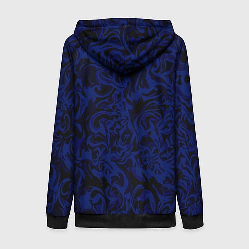 Женская толстовка на молнии Абстрактный тёмный чёрно-синий / 3D-Черный – фото 2