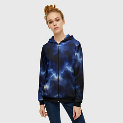 Толстовка на молнии женская Грозовая абстракция чёрно-синий, цвет: 3D-черный — фото 2