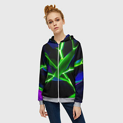 Толстовка на молнии женская Green glow, цвет: 3D-меланж — фото 2