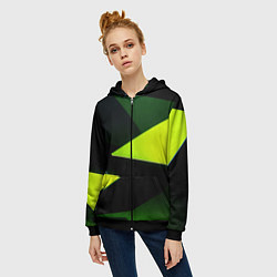 Толстовка на молнии женская Geometric shapes, цвет: 3D-черный — фото 2
