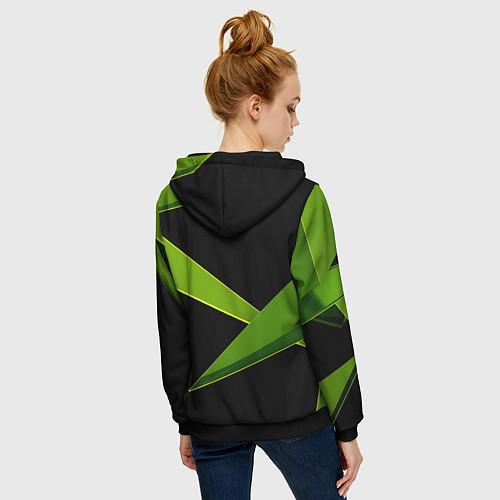 Женская толстовка на молнии Geometric neon / 3D-Черный – фото 4
