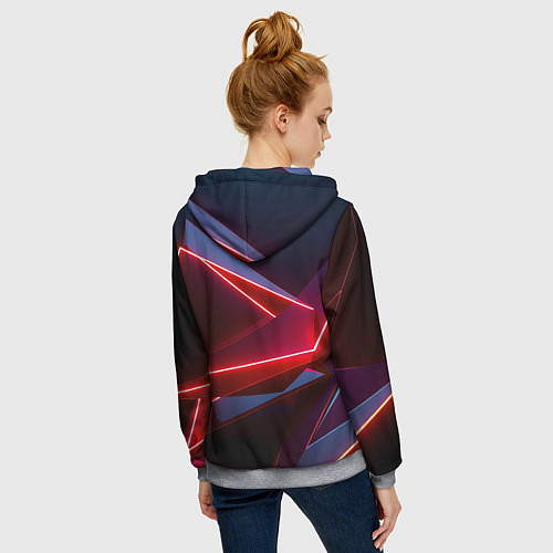 Женская толстовка на молнии Neon laser red / 3D-Меланж – фото 4