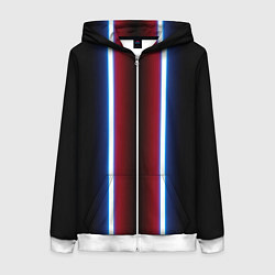 Толстовка на молнии женская Color white blue red neon, цвет: 3D-белый