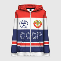 Толстовка на молнии женская Символика и знаки СССР, цвет: 3D-белый