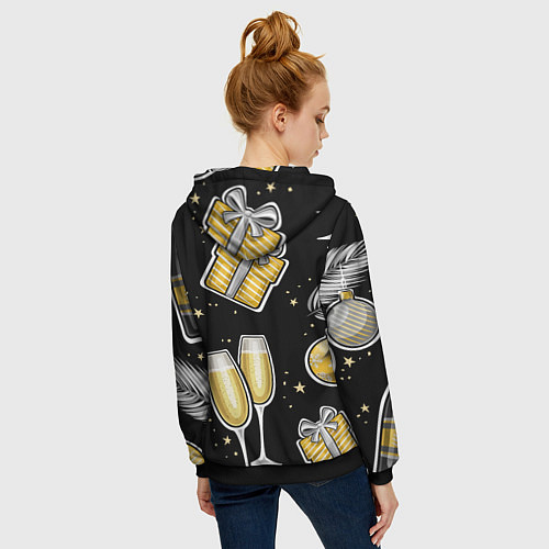 Женская толстовка на молнии Новогодний вайб / 3D-Черный – фото 4