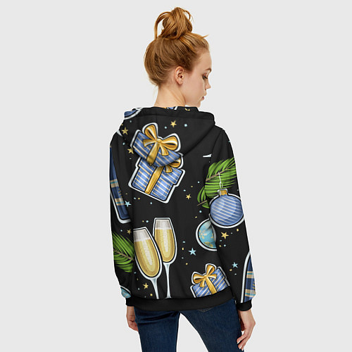 Женская толстовка на молнии Новогодний вайб / 3D-Черный – фото 4