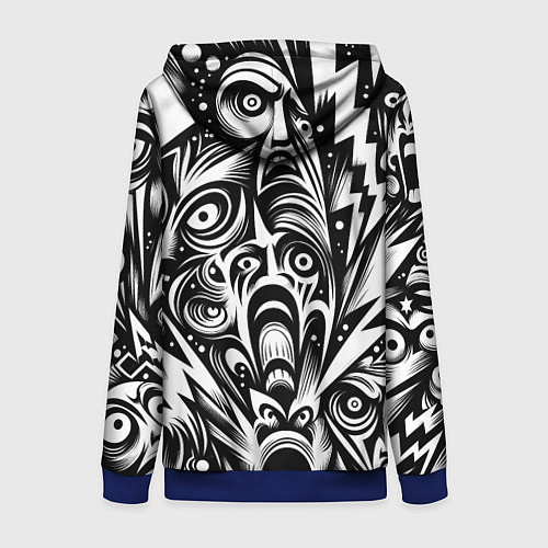 Женская толстовка на молнии Lightnings and faces - ai art fantasy / 3D-Синий – фото 2