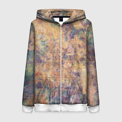 Толстовка на молнии женская Абстракция - pink marble with blue flecks, цвет: 3D-белый