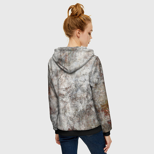 Женская толстовка на молнии Абстракция - gray limestone / 3D-Черный – фото 4